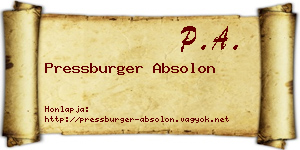 Pressburger Absolon névjegykártya